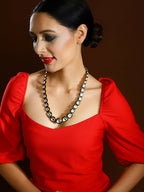 Meenakari Long Kundan Neckpiece- Ruby Raang