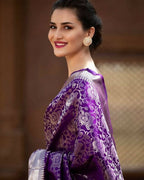 DEIANA'S Beautiful Designer Golden zari Soft Lichi Silk Saree - Majenta