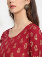 Rudra Bazaar Gold Printed A-Line Kurti - Distacart
