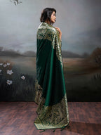 Shree Shyam Fashion Dark Green Silk Blend Saree - Distacart