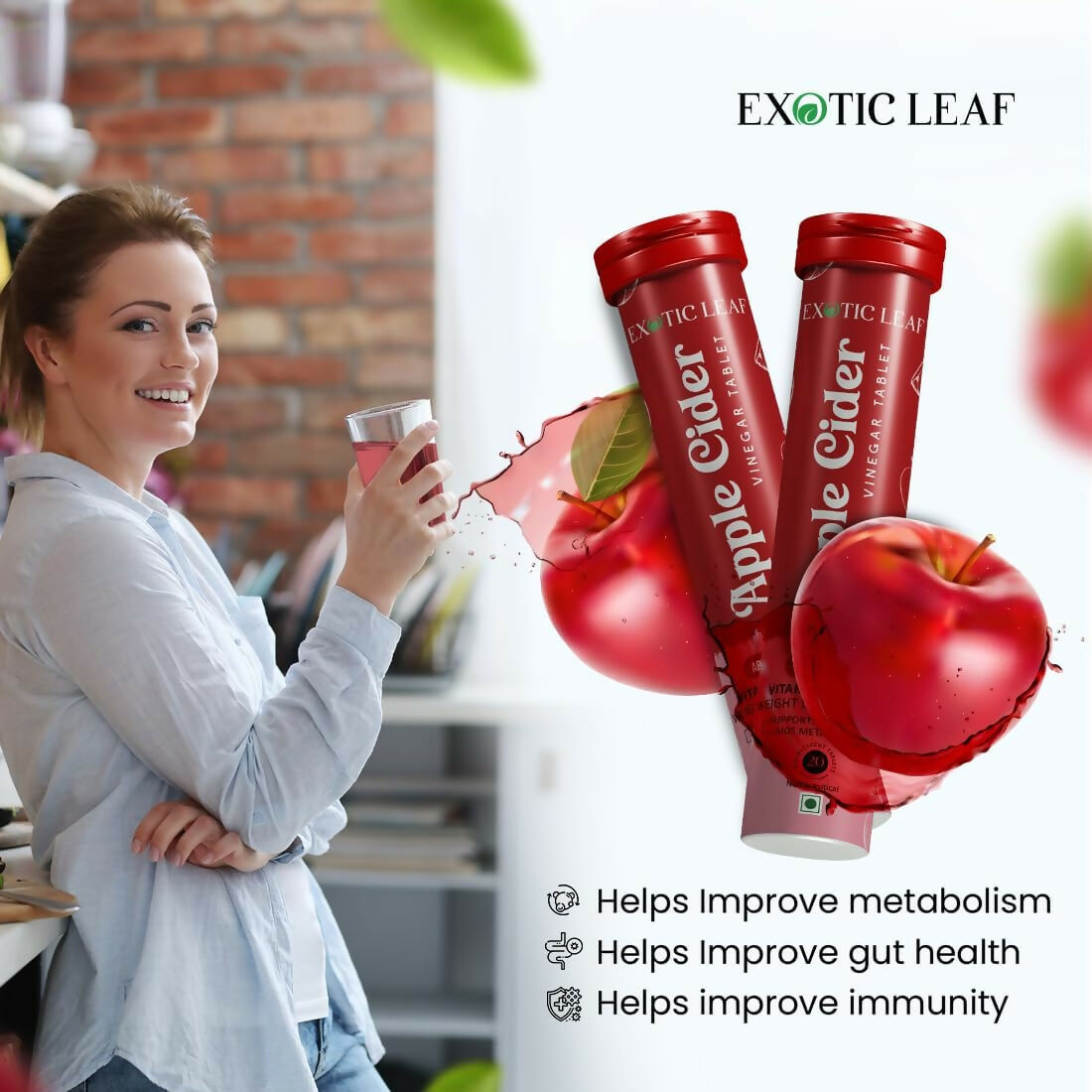 Exotic Leaf Apple Cider Vinegar Tablets - Distacart