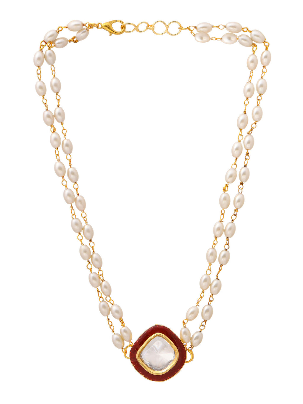 Ruby Raang Red Kundan & Pearl Choker
