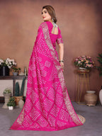 Aastha Fashion Pink Pure Dola Silk Handmade Original Bandhej Saree - Distacart
