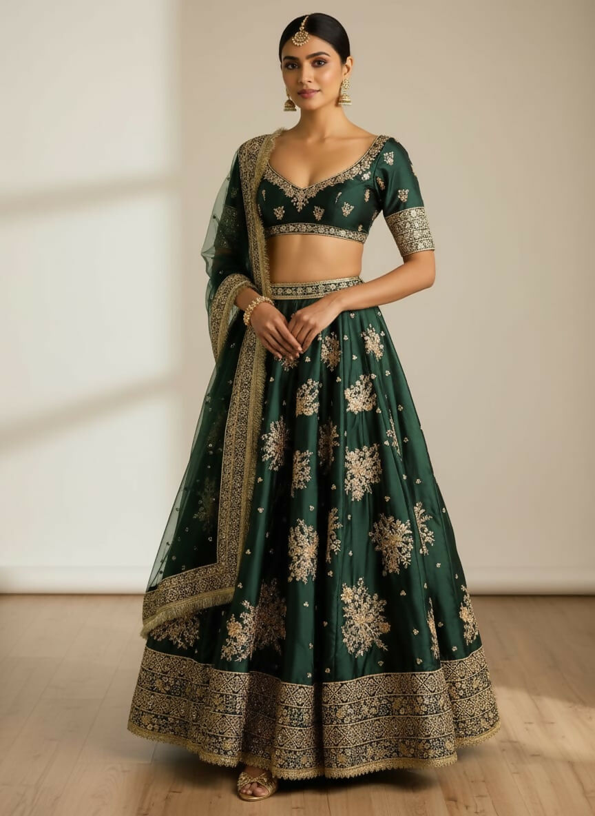 Lehenga Mart Designer Indian Wedding Lehenga Choli-Green - Distacart
