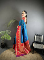 Joban Fashion Royal Blue Banarasi Soft Silk Woven Butti Saree - Distacart