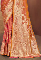 Sangam Prints Orange Silk Woven Work Traditional Saree