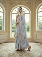 Teeya Creation Grey Color Chinnon Silk Embroidery Work Wedding Wear Salwar Suit - Distacart
