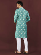 Anaita Blue Embroidered Silk Straight Kurta