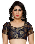 Mimosa Women's Kanchipuram Silk Navy Blue Saree - Distacart