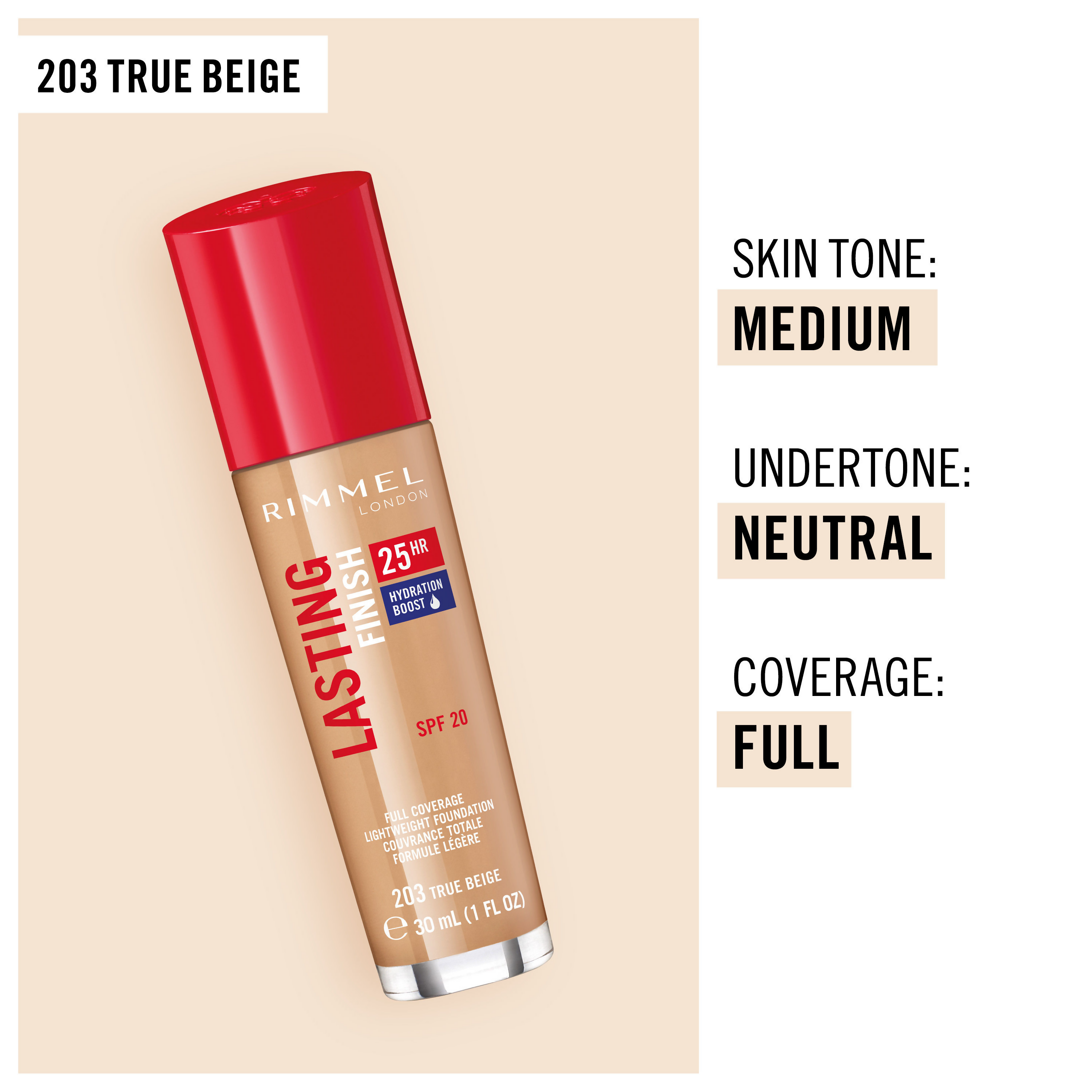 Rimmel London Lasting Finish 25 Hour Foundation SPF 20 - True Beige