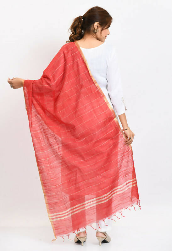 Mominos Fashion Moeza Women's Cotton Zari Box Red Dupatta - Distacart