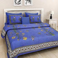 Vamika Printed Cotton Blue Color Bedsheet With Pillow Covers (LEOC_KASH_B)