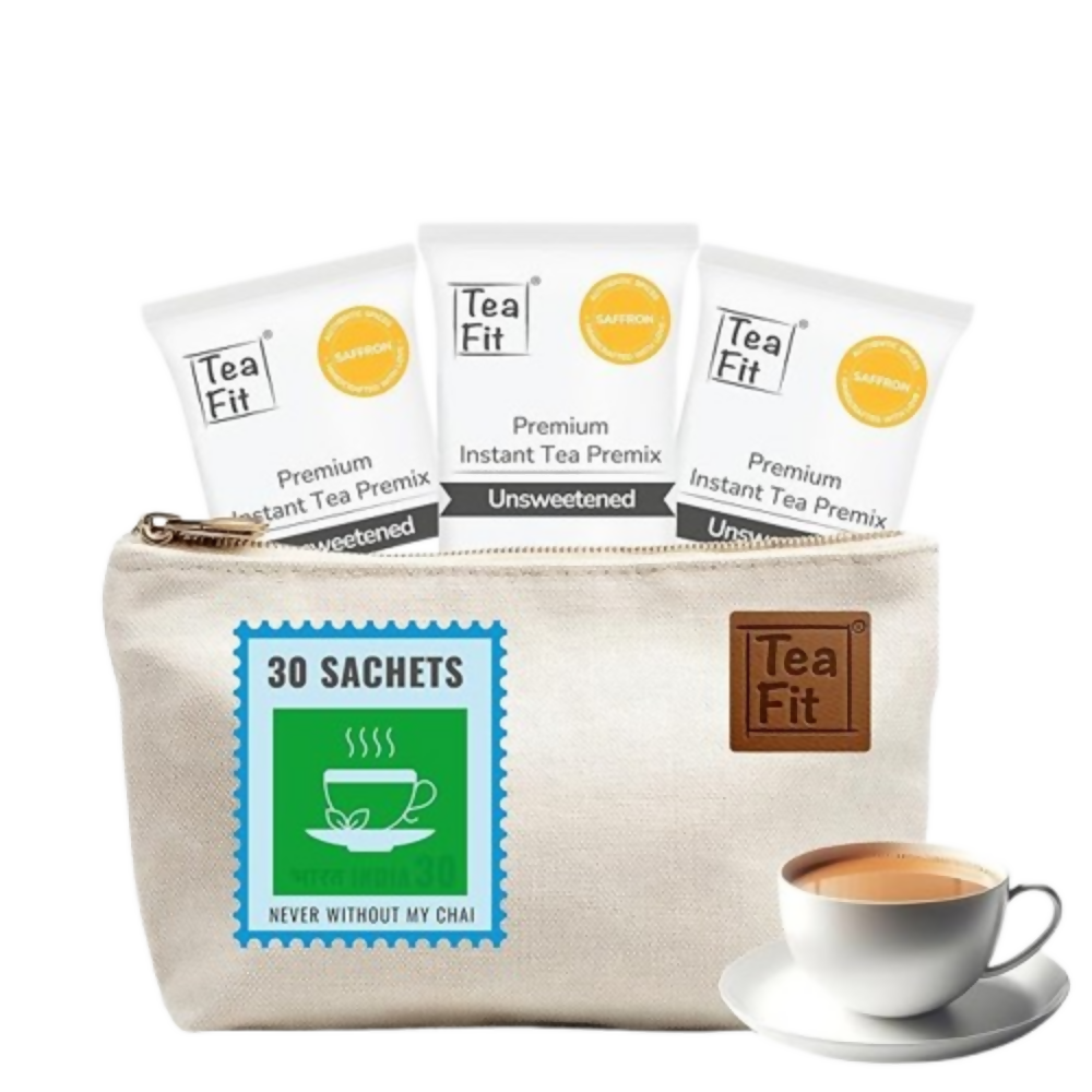 TeaFit Premium NO SUGAR Instant Saffron Tea Premix - Travel Pack - Distacart
