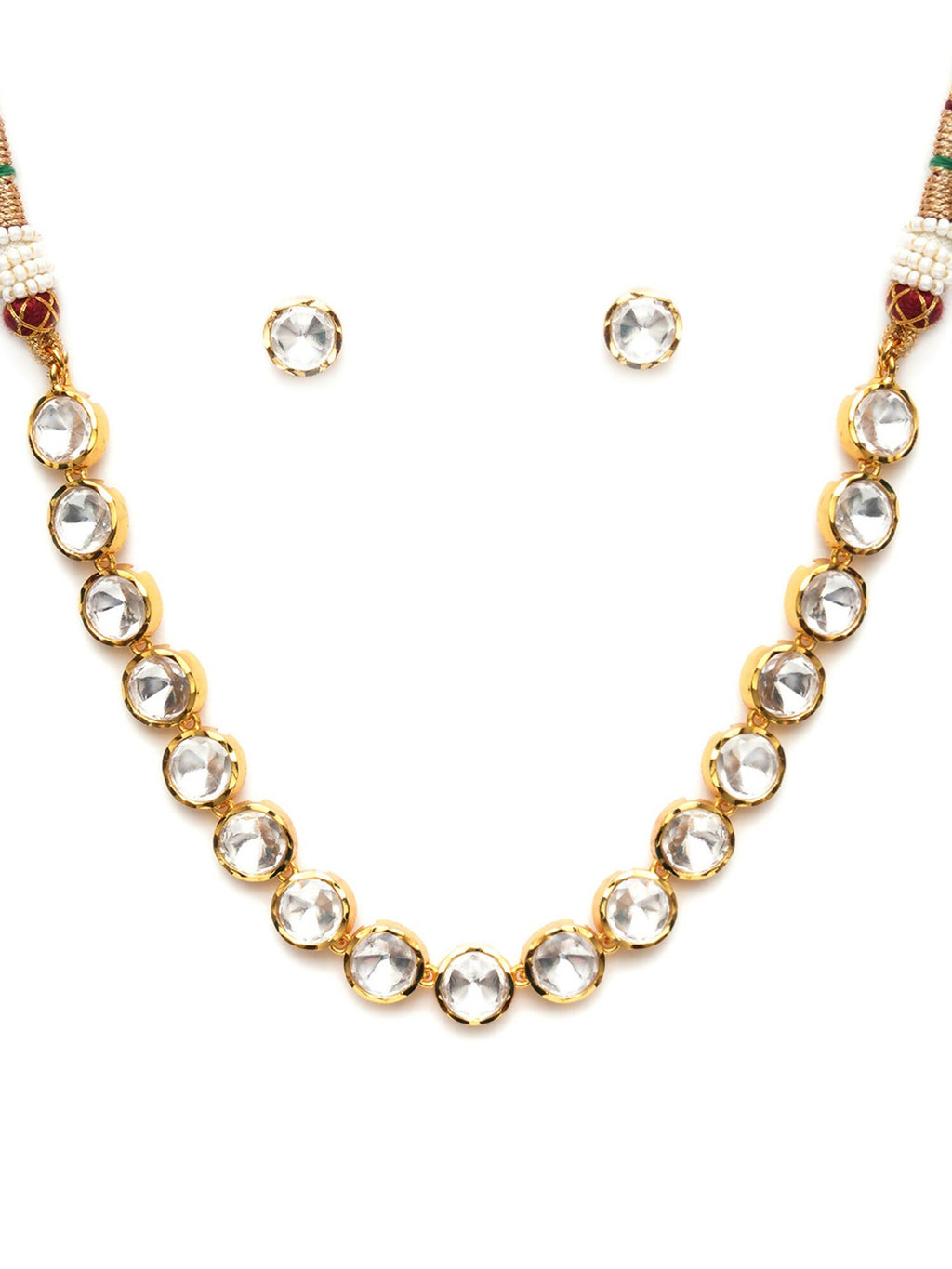 Kundan Choker with Studs Jewellery Set (Gold) - Ruby Raang