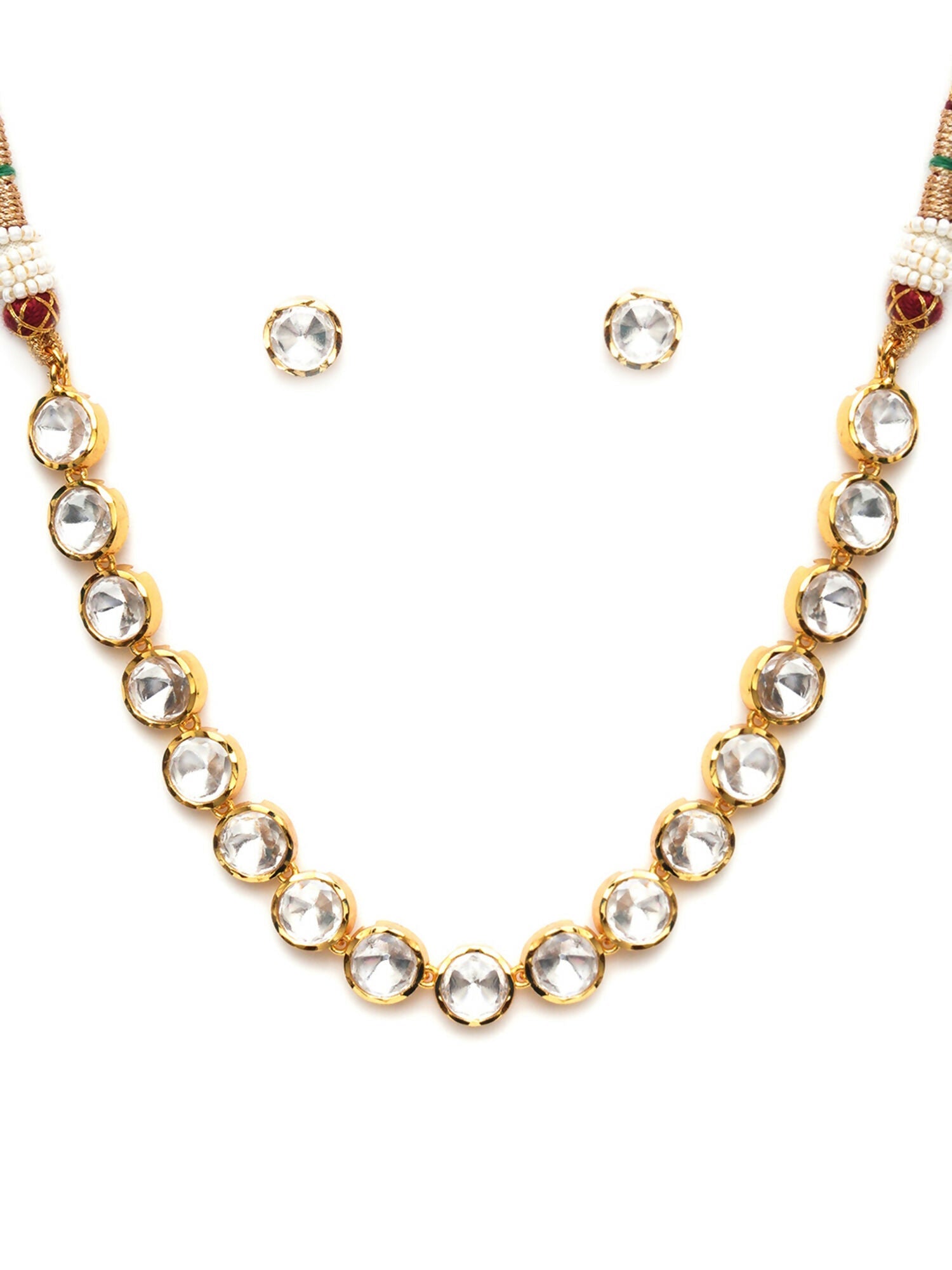 Kundan Choker with Studs Jewellery Set (Gold) - Ruby Raang