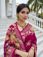 Aastha Fashion Rani Pink Premium Russian Silk Designer Floral Position Print Saree - Distacart