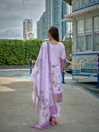 Joban Fashion Purple Position Digital Print With Position Foil Kurta Set - Distacart