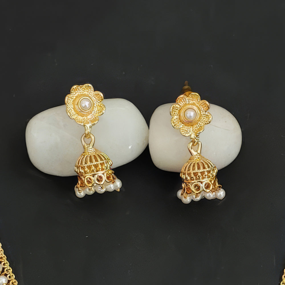 JS Fashion Antique Jewellery Designer High Gold Polish Fancy Style Short Necklace Set