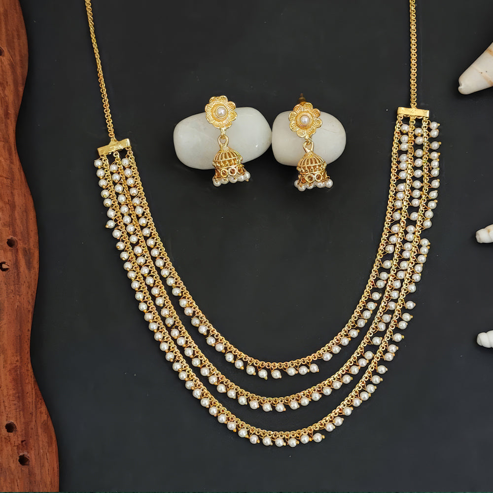 JS Fashion Antique Jewellery Designer High Gold Polish Fancy Style Short Necklace Set