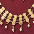 JS Fashion Temple High Gold Polish Fancy 3 Layer Necklace Set