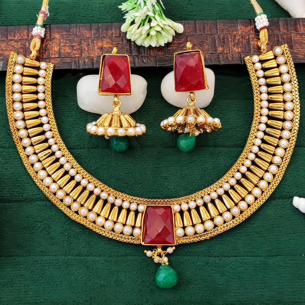JS Fashion Center Chakor Shape Traditional Necklace