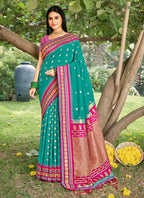 Shree Shyam Fashion Sea Green Soft Silk Saree - Distacart