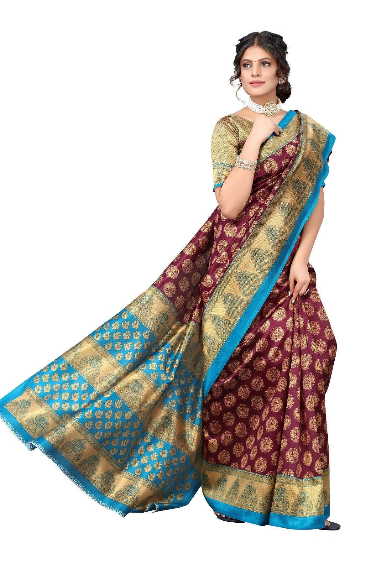 Vamika purple Printed Art Silk Saree