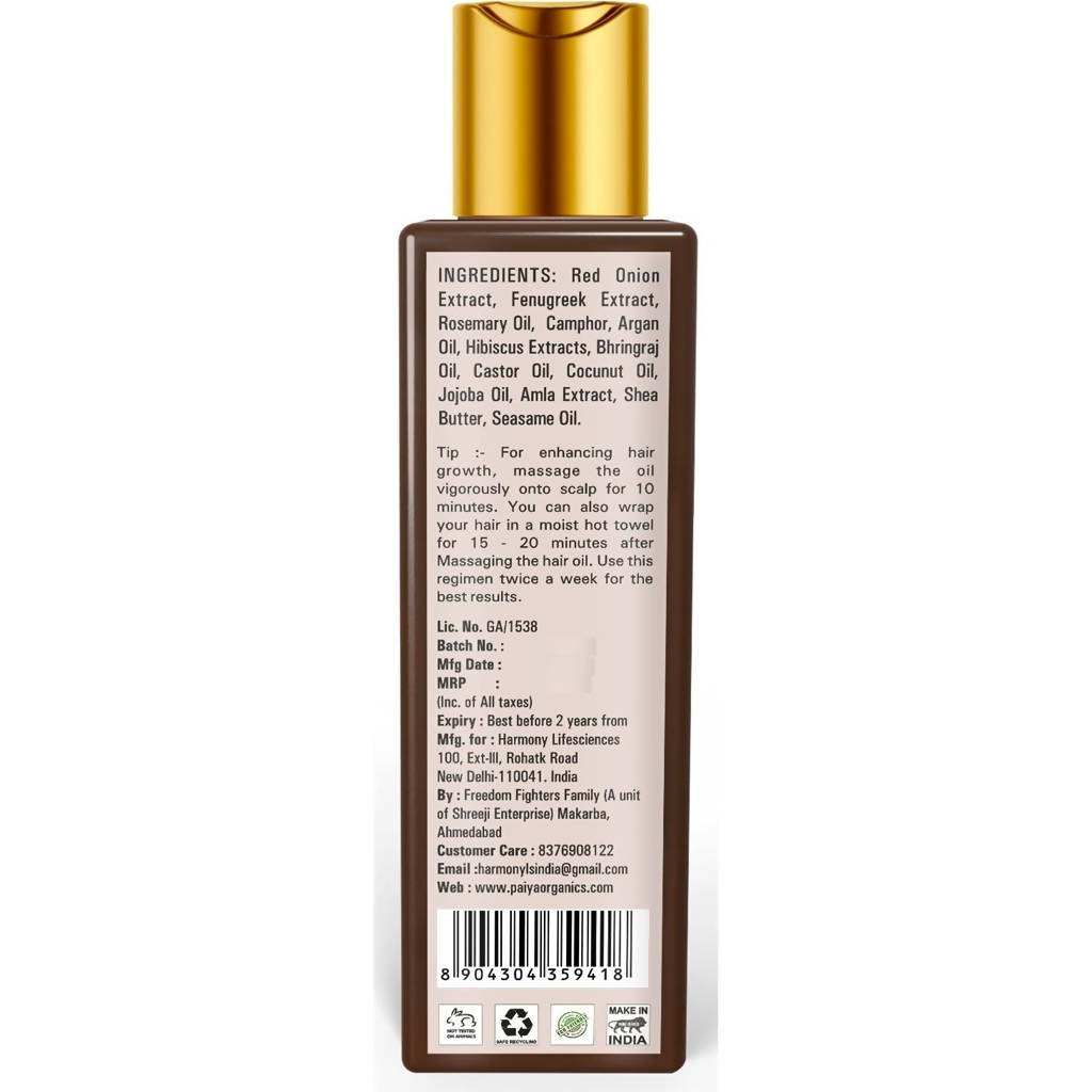 Paiya Organics Red Onion Oil For Hair Growth