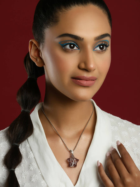 Women's Silver-Toned Purple Silver-Plated Handcrafted Chain - Ruby Raang