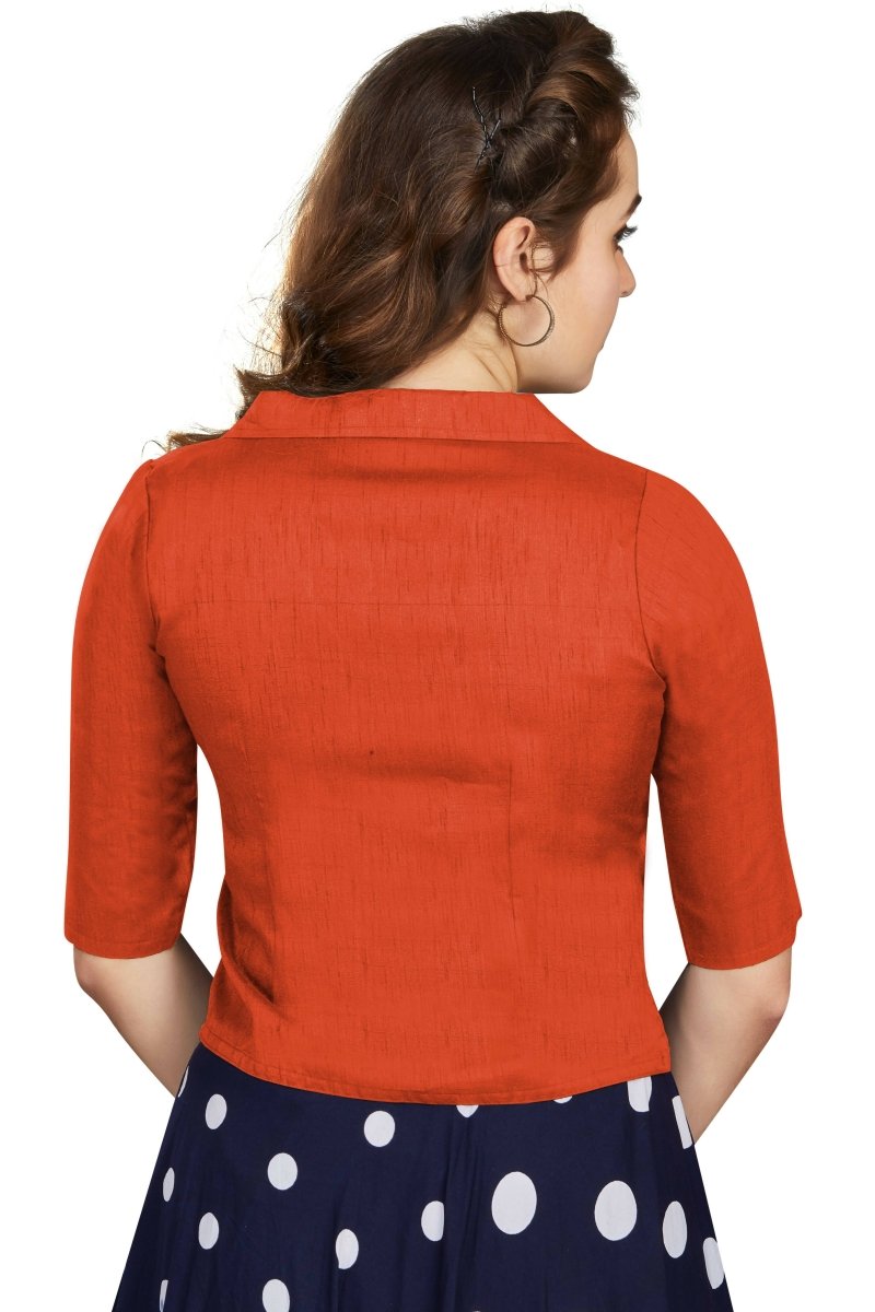 Aastha Fashion Women's Women's Orange Art Silk Button Readymade Blouse