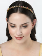 NVR Women's Multi colour Kundan Gold-Polished Embellished Hairband