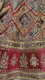 Jyoti Fashion Women's Purple Velvet Golden Gotta, Multi Thread Embroidered with Diamond Work Wedding Lehenga Choli