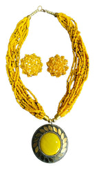 Inhanns All-Day Statement Beaded Necklace Set - Yellow