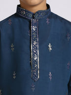 Joban Fashion Kids Island Traditional Ethnic Wear with Silk Sequence Embroidery Full Sleeves Kurta and Pyjama Set - Blue - Distacart