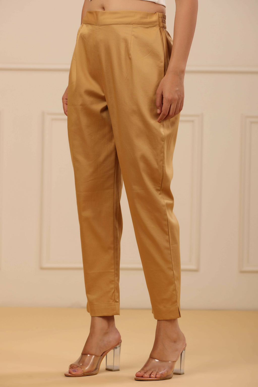 Juniper Women's Beige Solid Straight Slim Pant - Distacart