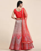Red Organza Mirror With Coding Work Lehenga Choli with Dupatta - Tanya