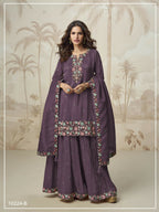 Anaita Wine Simar with Embroidery Multi & Zarkhan Work Readymade Palazzo suit - Distacart