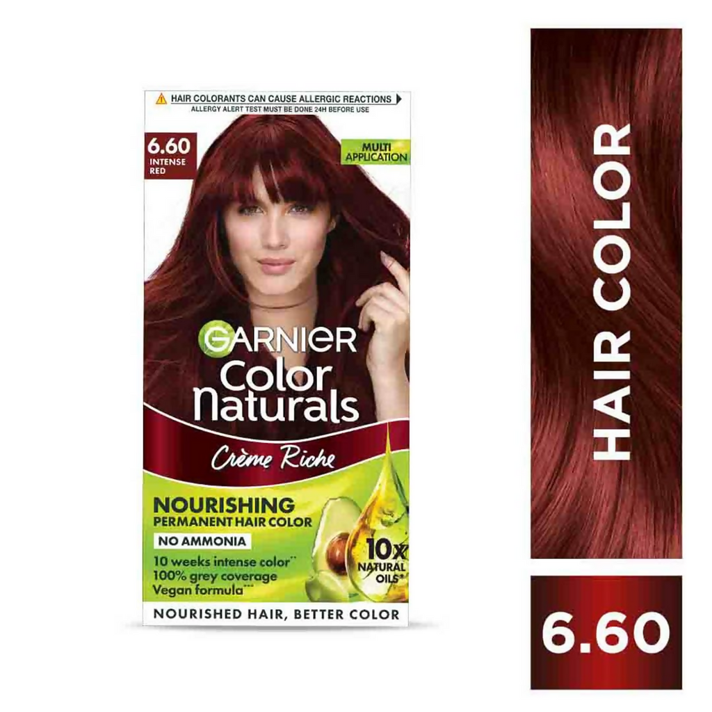 Garnier Color Naturals Creme Riche Hair Color - Shade 6.60 Intense Red - Distacart