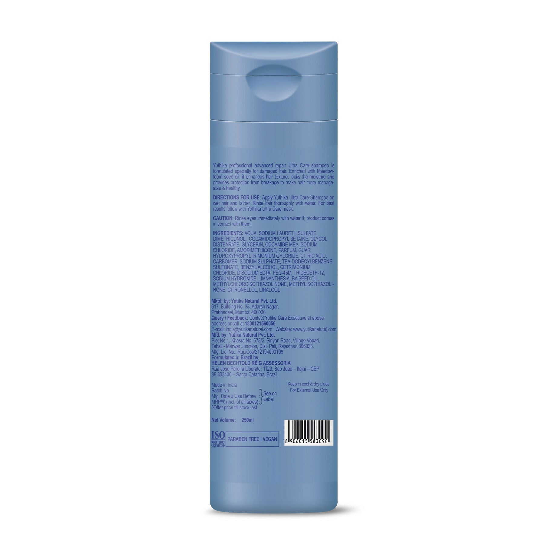 Yuthika Professional Ultra Care Shampoo For Women & Men With Meadfoam Seed Oil