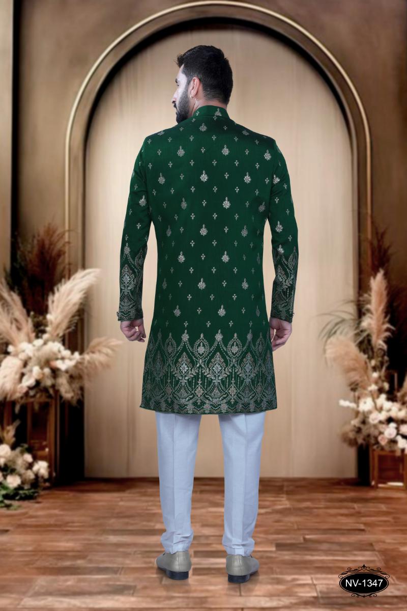 Joban Fashion Men's Green Silk Kurta with Pyjama