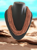 Inhanns Handmade Beaded Multilayer Necklace, 20 Layers - Sandalwood
