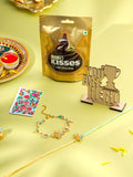 NVR Set of 2 Multicolor Gold Toned Radha Krishna Beaded Bhaiya Bhabhi Rakhi Combo - Distacart