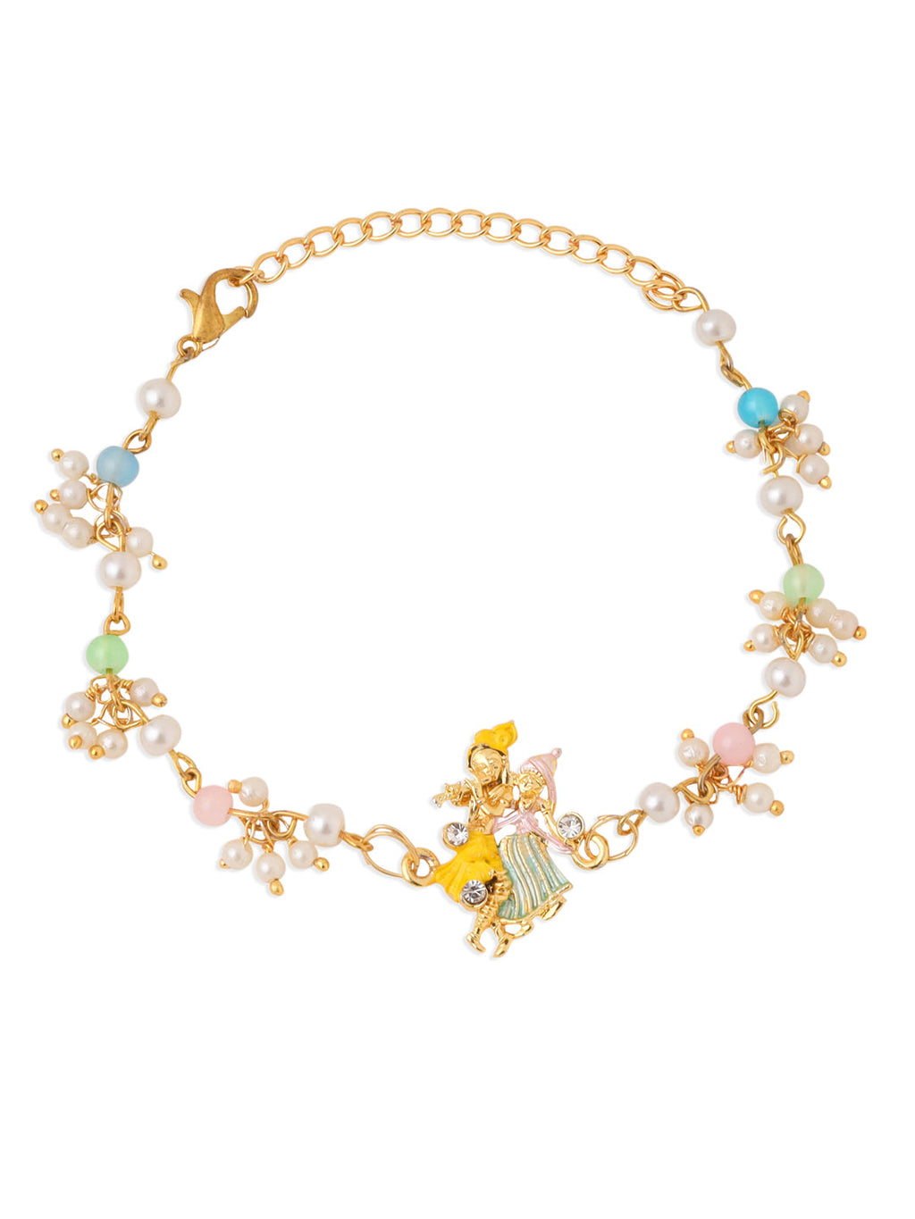 NVR Set of 2 Multicolor Gold Toned Radha Krishna Beaded Bhaiya Bhabhi Rakhi Combo - Distacart