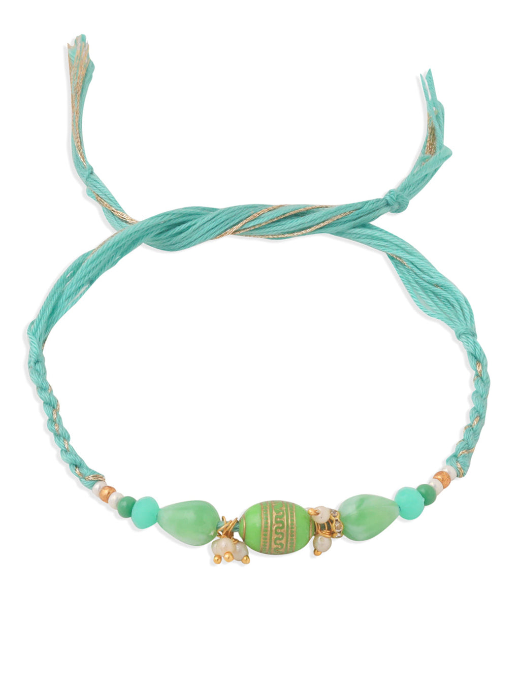 NVR Set of 2 Green Artificial Beads Bhaiya Bhabhi Rakhi, Combo for Rakshabandhan - Distacart