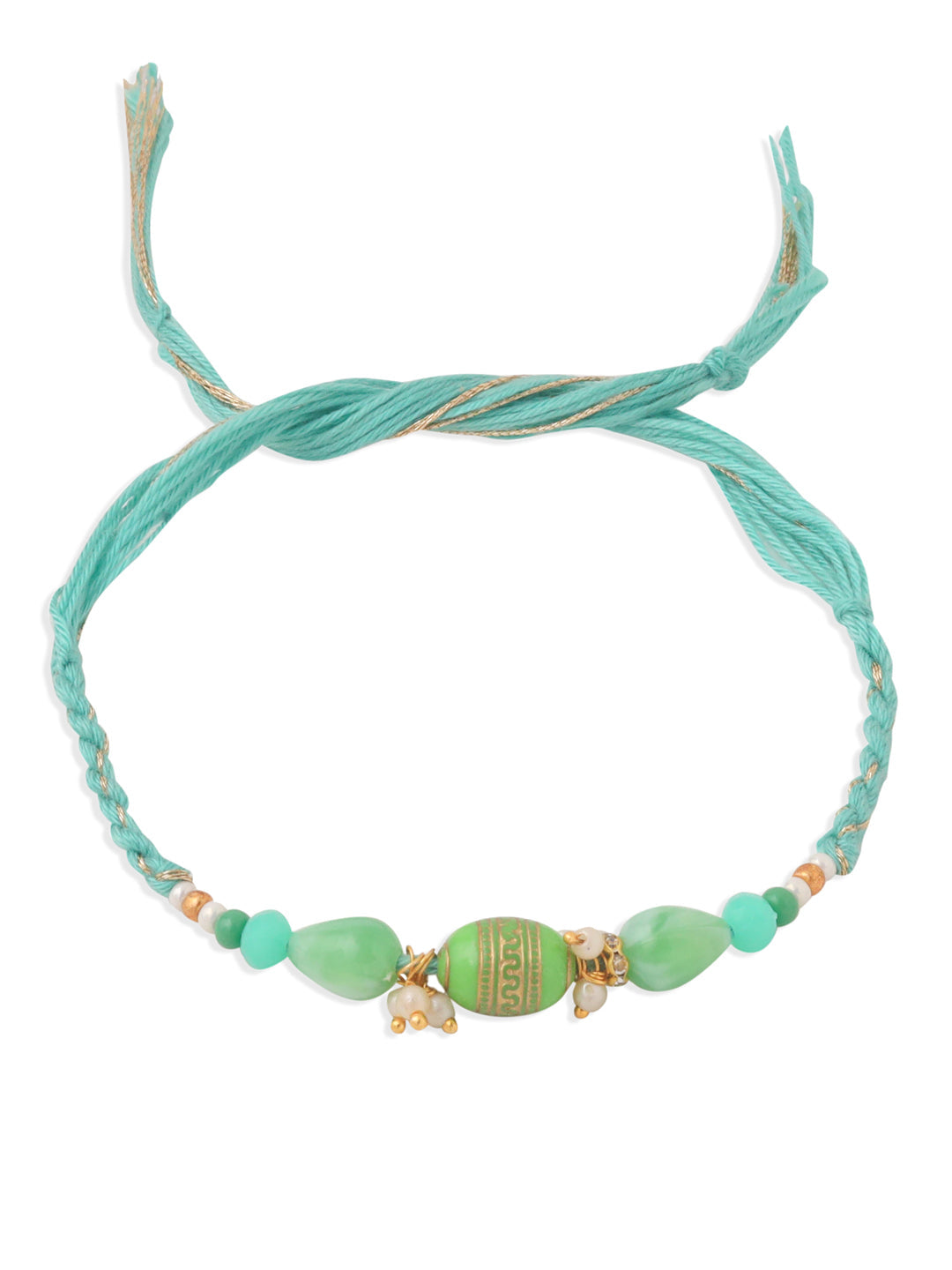 NVR Set of 2 Green Artificial Beads Bhaiya Bhabhi Rakhi, Combo for Rakshabandhan - Distacart