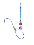 NVR Evil Eye Set of 2 Blue Artificial Beads Bhaiya Bhabhi Rakhi Combo - Distacart