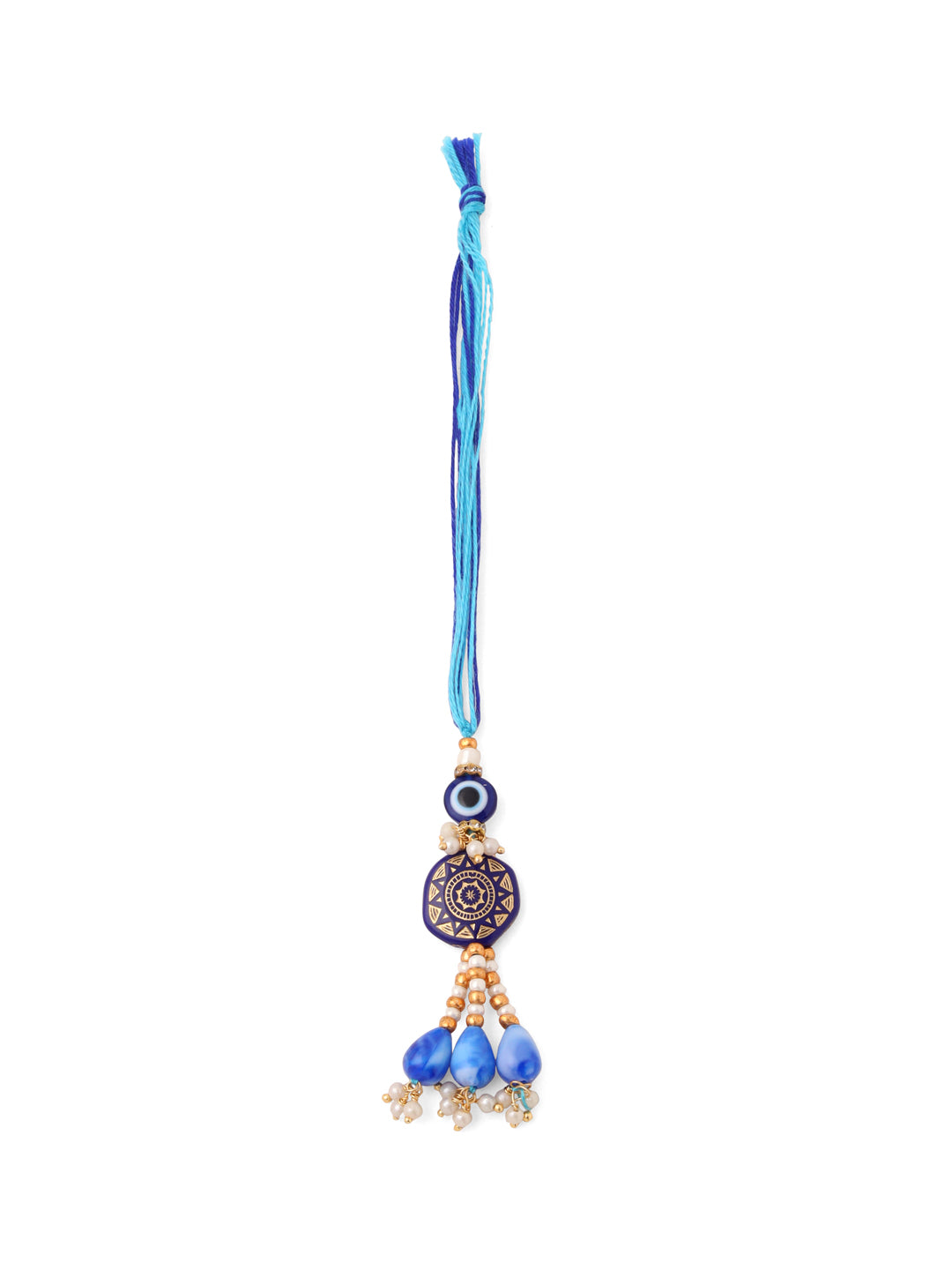 NVR Evil Eye Set of 2 Blue Artificial Beads Bhaiya Bhabhi Rakhi Combo - Distacart