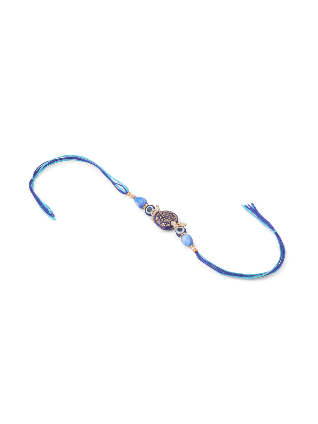 NVR Evil Eye Set of 2 Blue Artificial Beads Bhaiya Bhabhi Rakhi Combo - Distacart