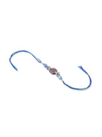 NVR Evil Eye Set of 2 Blue Artificial Beads Bhaiya Bhabhi Rakhi with Roli Chawal Chandan & Mishri - Distacart
