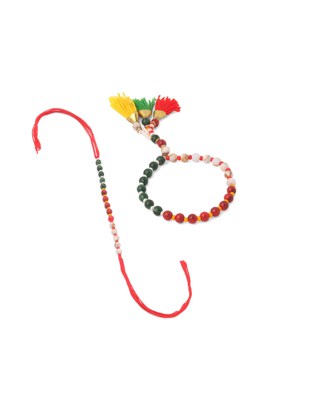 NVR Multicolor Artificial Beads Set of 2 Bhaiya Bhabhi Rakhi with Roli Chawal Chandan & Mishri - Distacart